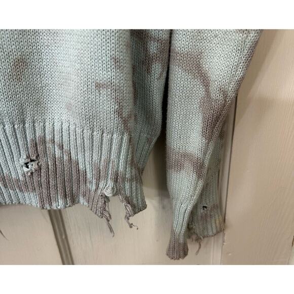 Lulu's Tie Dye Distressed Sweater Womens Oversized Small Blue Purple Pullover - Picture 5 of 8